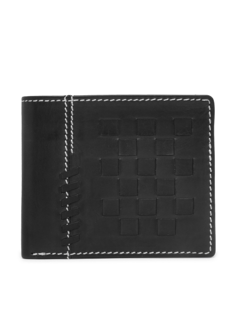 

Louis Philippe Men Black Self Design Two Fold Leather Wallet