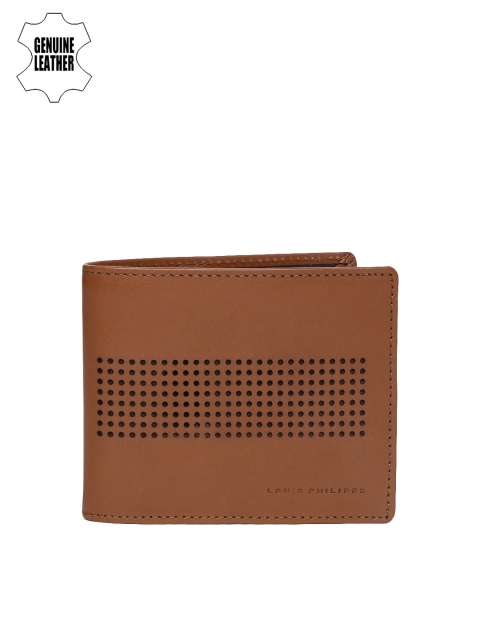 

Louis Philippe Men Tan Brown Genuine Leather Card Holder with Cut-Out Detail