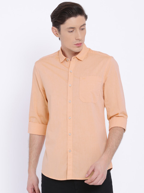 

Lee Men Orange Slim Fit Solid Casual Shirt