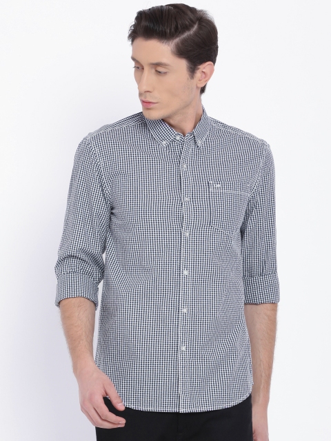 

Lee Men Navy Blue Super Slim Fit Checked Casual Shirt