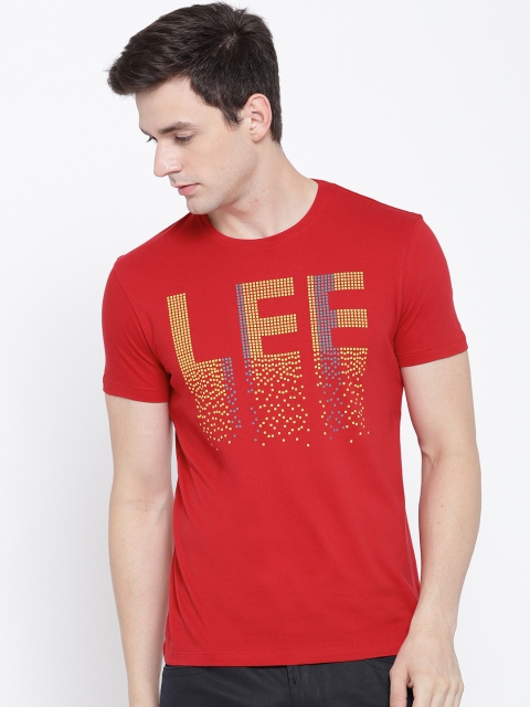 

Lee Men Red Printed Round Neck T-shirt