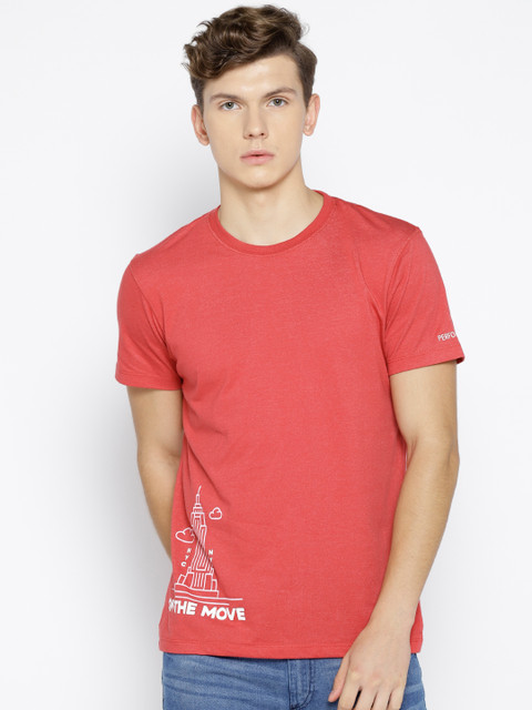 

Lee Men Red Printed Round Neck T-shirt