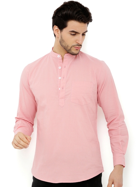 

Nick&Jess Men Pink Solid Straight Kurta