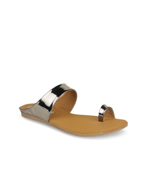 

Shoetopia Women Grey Solid Synthetic One Toe Flats