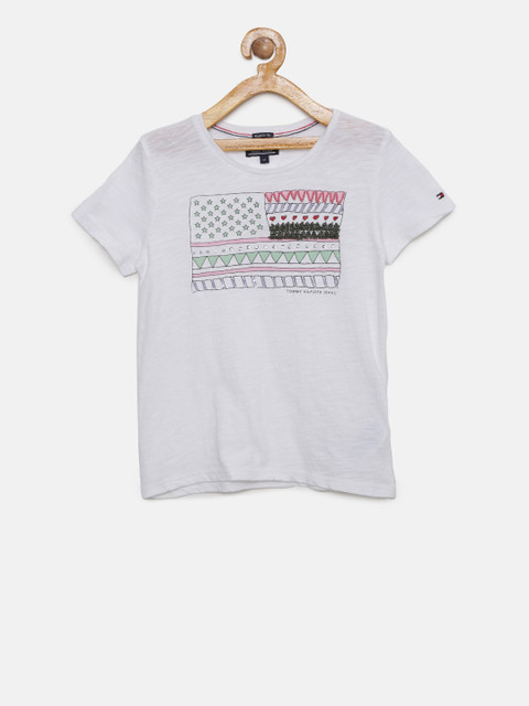 

Tommy Hilfiger Girls White Printed T-shirt