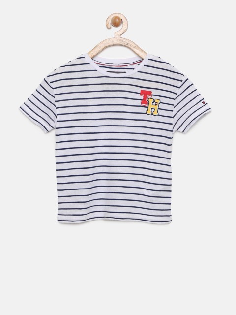 

Tommy Hilfiger Girls White Striped Round Neck T-shirt