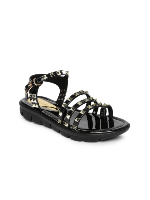 

Catwalk Women Black & Gold-Toned Embellished One Toe Flats