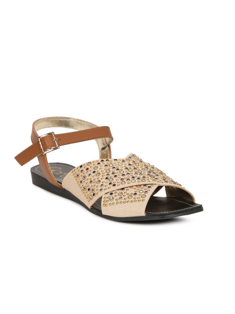 

Catwalk Women Beige Embellished Open Toe Flats