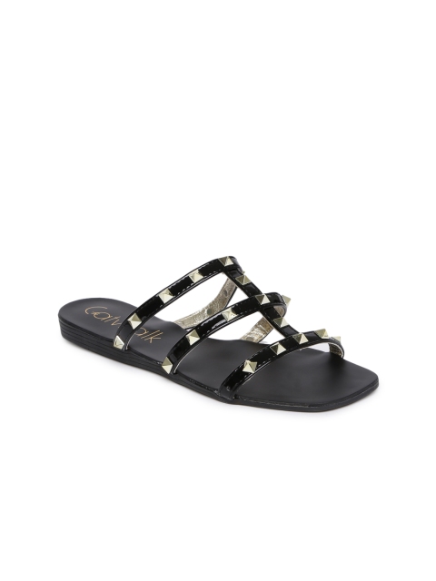 

Catwalk Women Black & Gold-Toned Open Toe Flats
