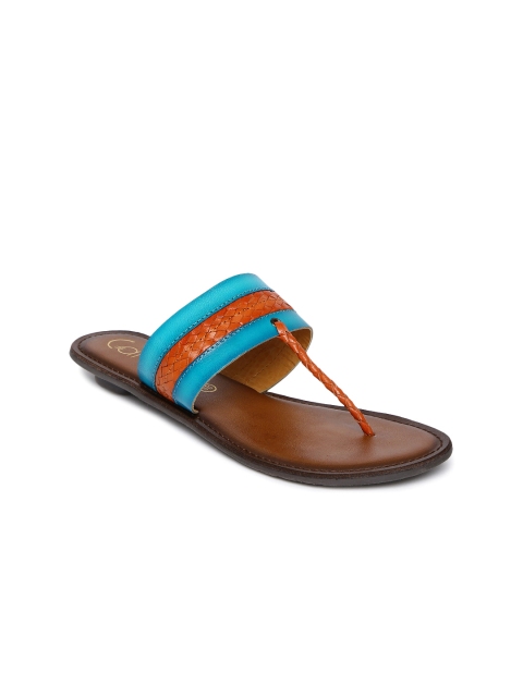 

Catwalk Women Orange & Blue Leather T-Strap Flats