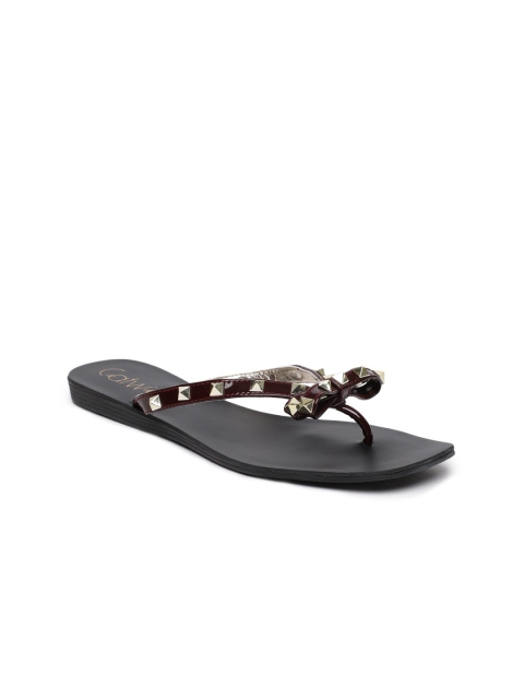 

Catwalk Women Maroon Solid Synthetic Embellished Open Toe Flats