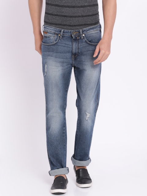 

Wrangler Men Blue Millard Straight Fit Mid-Rise Mildly Distressed Stretchable Jeans