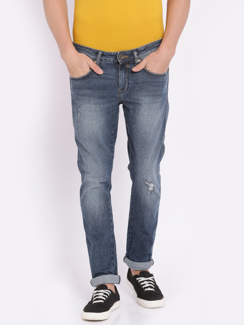 

Wrangler Men Blue Skinny Fit Low-Rise Low Distressed Stretchable Jeans