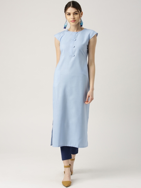 

Libas Women Blue Solid Straight Kurta