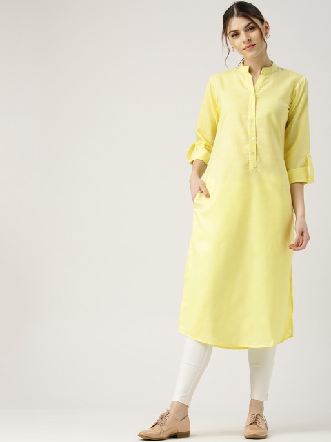 

Libas Women Yellow Solid Straight Kurta