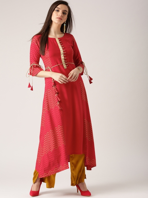 

Libas Women Red Printed A-Line Kurta