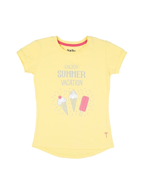 

Palm Tree Girls Yellow Printed Top