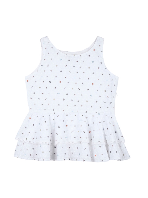 

Palm Tree Girls White Printed Cinched Waist Top
