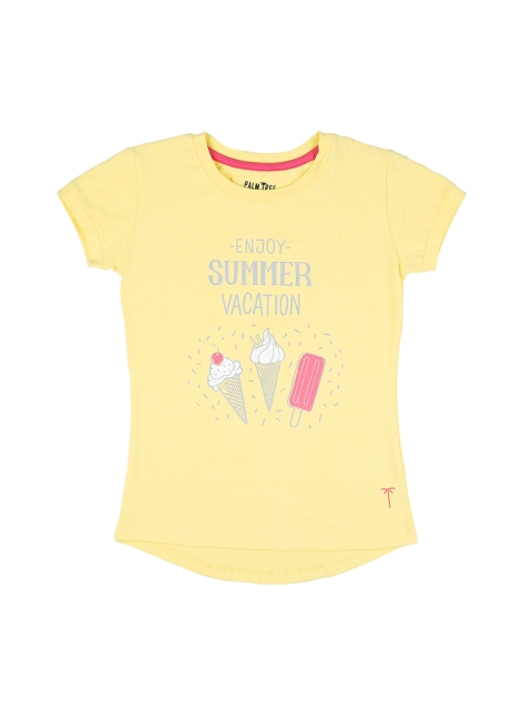 

Palm Tree Girls Yellow Printed Top