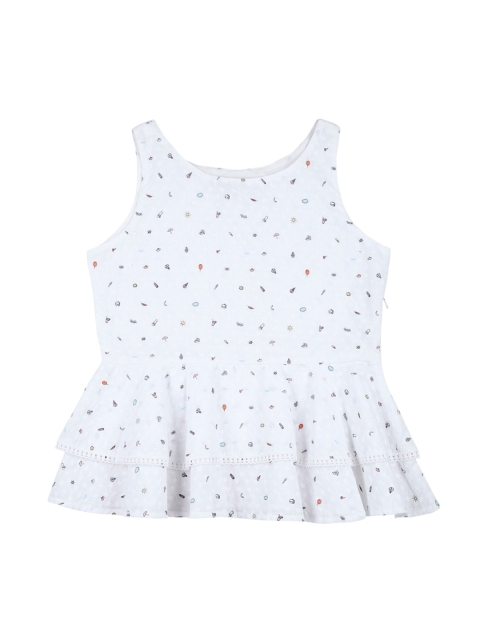 

Palm Tree Girls White Printed Cinched Waist Top