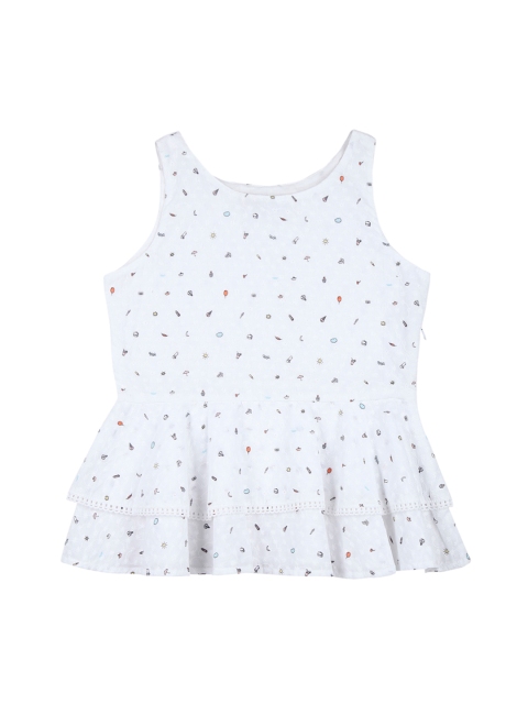 

Palm Tree Girls White Printed Cinched Waist Top