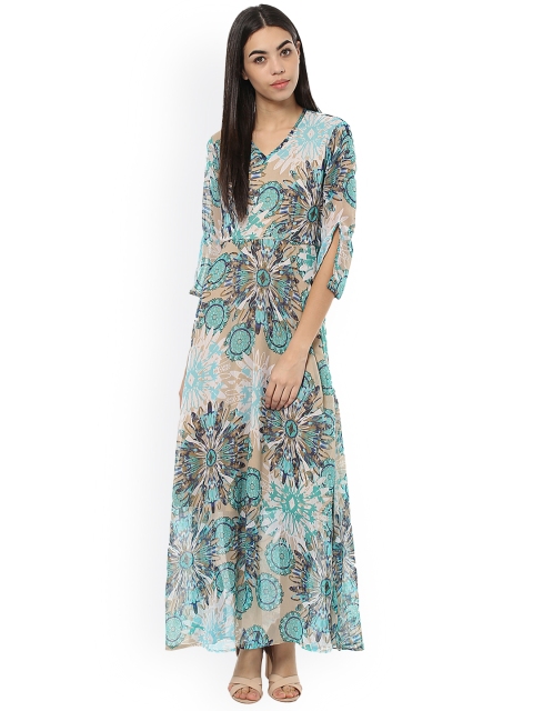 

WoowZerz Women Blue & Beige Printed Maxi Dress
