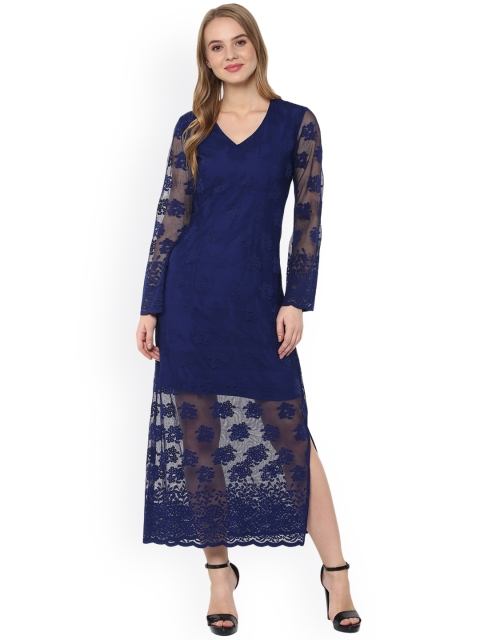 

WoowZerz Women Blue Self-Design Maxi Dress