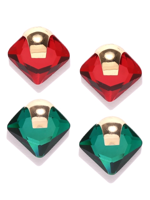 

YouBella Set of 2 Gold-Plated Contemporary Studs, Green