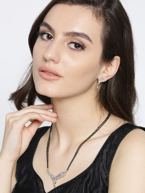 

YouBella Black & Gold-Toned Beaded Stone-Studded Mangalsutra Set