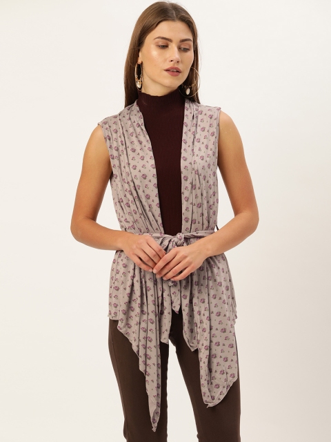 

Style Quotient Women Beige Solid Tie-Up Shrug