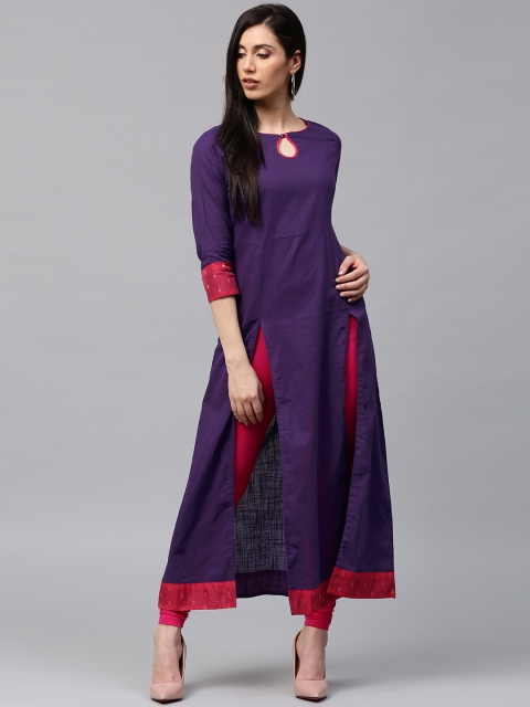 

Jaipur Kurti Women Purple Solid A-Line Kurta