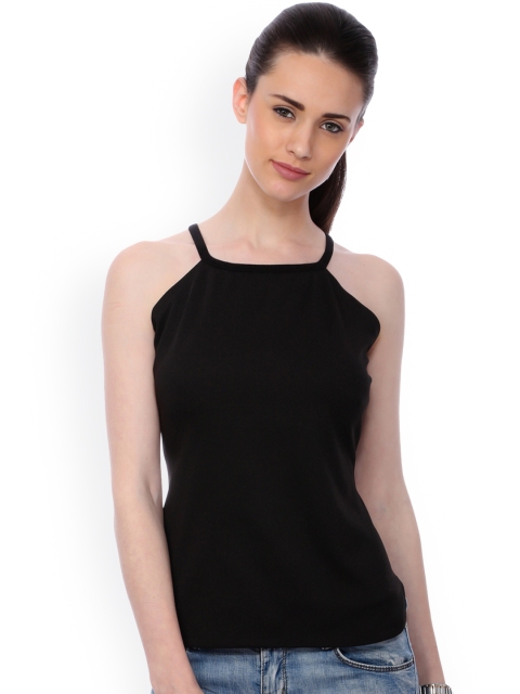 

SCORPIUS Women Black Solid Styled Back Top