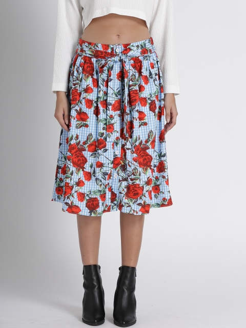 

Splash Women Blue & Red Printed Midi Skirt