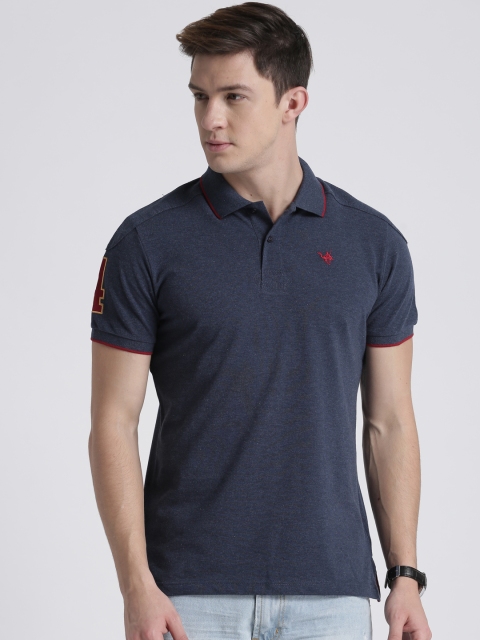 

Splash Men Navy Solid Slim Fit Polo Collar T-shirt, Navy blue