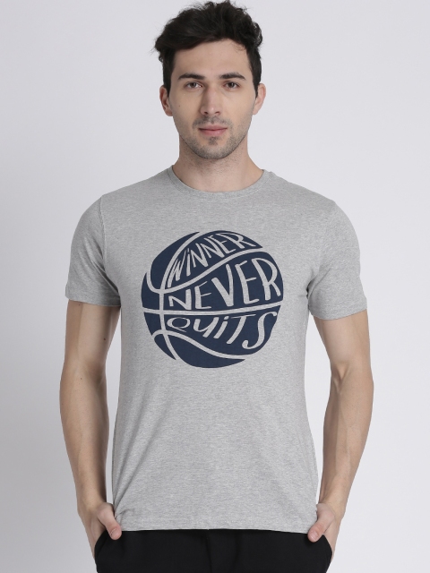 

Splash Men Grey Printed Round Neck T-shirt