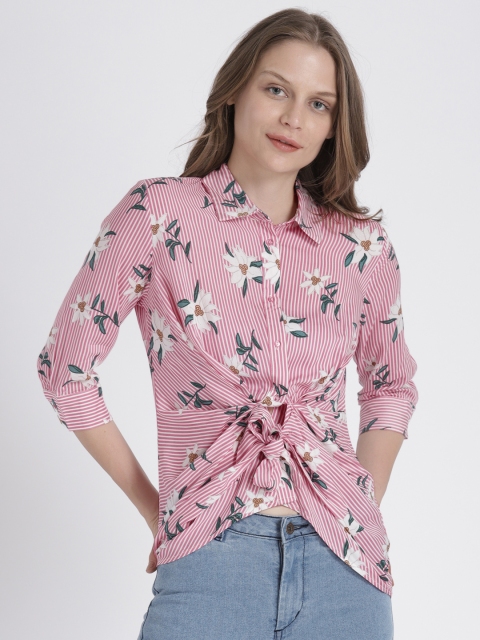 

Splash Women Pink Printed Shirt Style Top