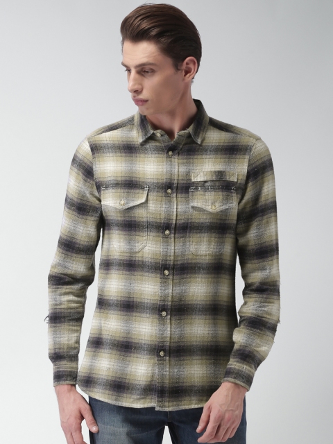 

Blue Saint Men Green & Black Slim Fit Checked Casual Shirt