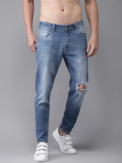 

HERE&NOW Men Blue Tapered Fit Cropped Mid-Rise Mildly Distressed Stretchable Jeans