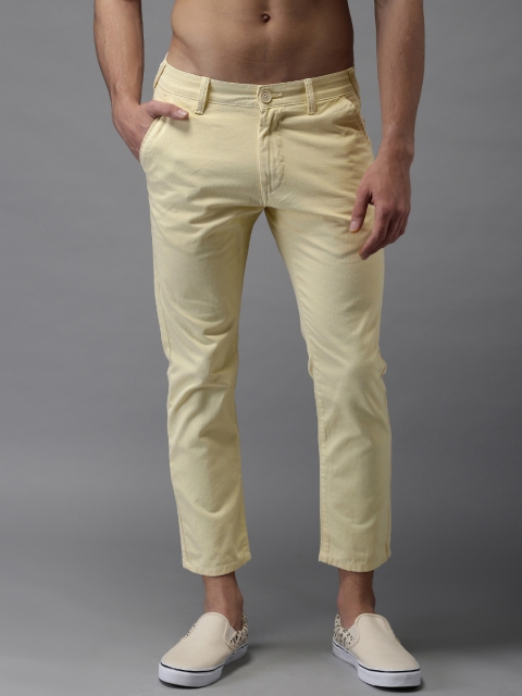 

Moda Rapido Men Yellow Slim Fit Solid Cropped Chinos