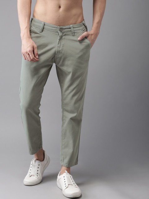 

Moda Rapido Men Grey Slim Fit Solid Cropped Chinos