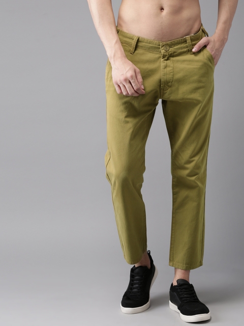 

Moda Rapido Men Olive Green Slim Fit Solid Cropped Chinos