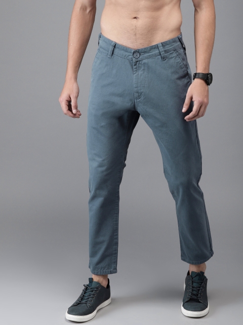 

Moda Rapido Men Grey Slim Fit Solid Cropped Chinos