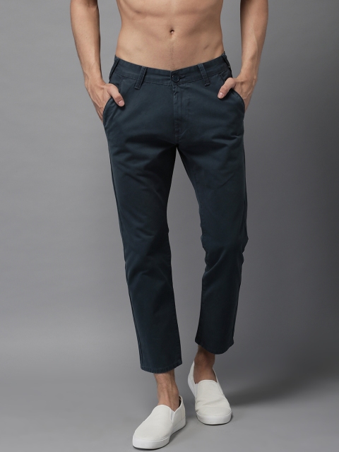 

Moda Rapido Men Teal Green Slim Fit Solid Cropped Chinos