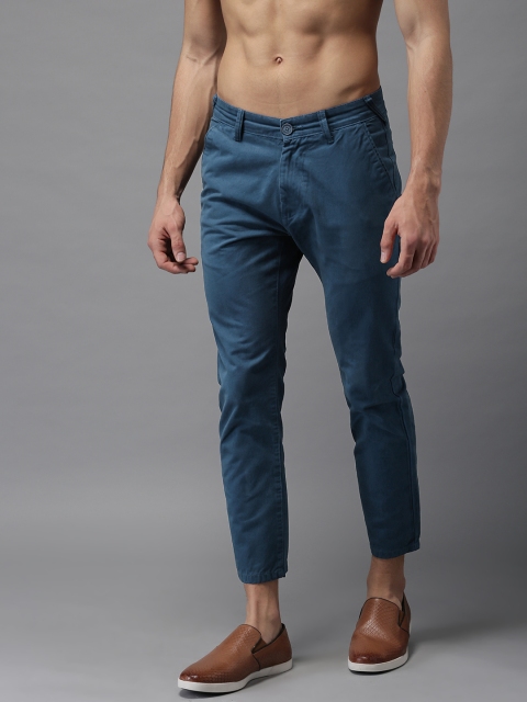 

Moda Rapido Men Blue Slim Fit Solid Cropped Chinos