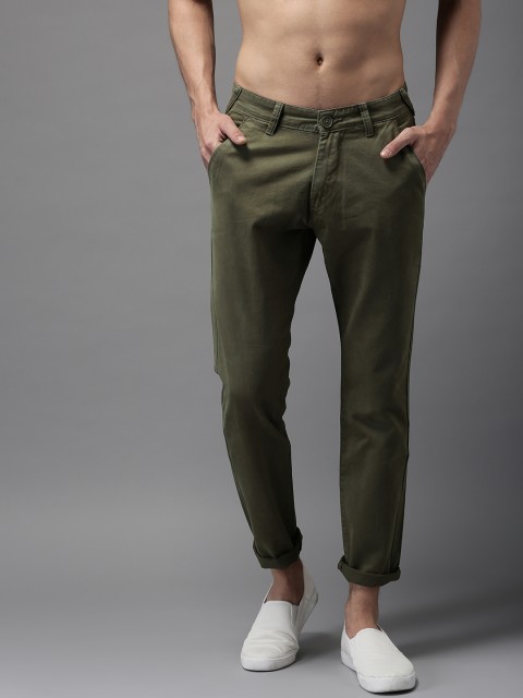 

Moda Rapido Men Olive Green Slim Fit Solid Chinos