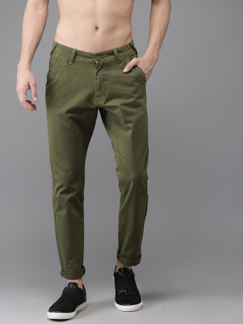 

Moda Rapido Men Olive Green Slim Fit Solid Chinos