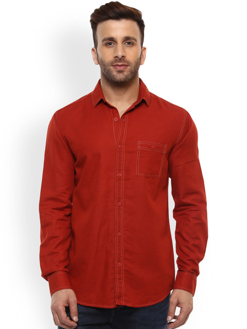 

Mufti Men Red Slim Fit Solid Casual Shirt