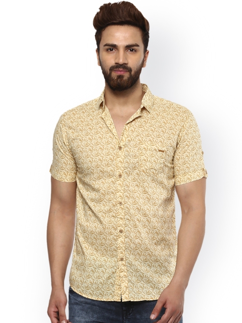 

Mufti Men Beige Slim Fit Printed Casual Shirt