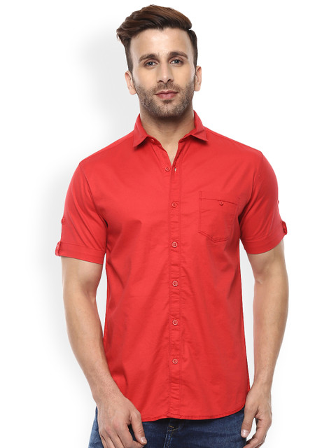 

Mufti Men Red Slim Fit Solid Casual Shirt