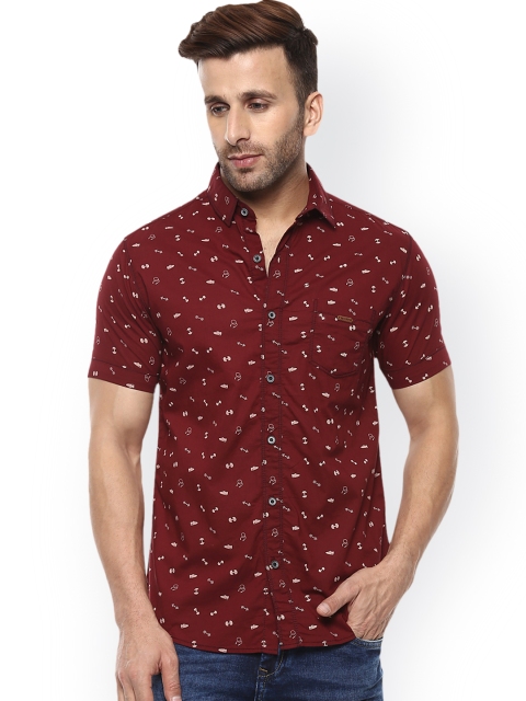 

Mufti Men Maroon Slim Fit Printed Casual Shirt